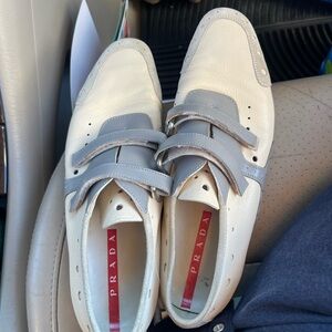 Prada Women’s Cream and Gray Sneakers